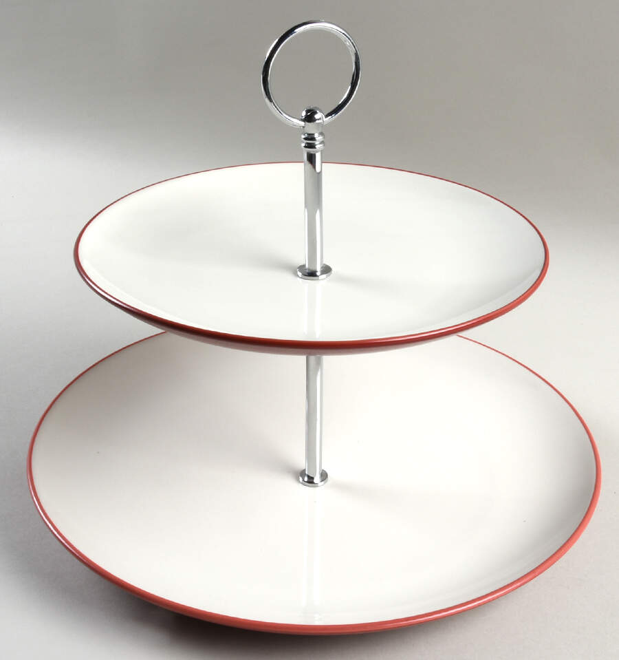 Colorwave Raspberry 2 Tiered Serving Tray (Dinner & Salad Plate) by Noritake-1