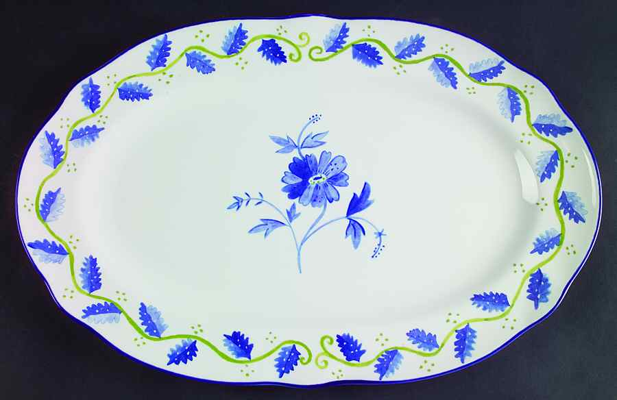 Blue Spring 14" Oval Serving Platter by Noritake-1