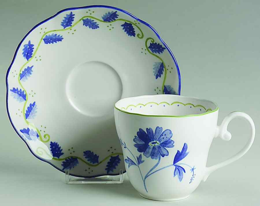 Blue Spring Flat Cup & Saucer Set by Noritake-1