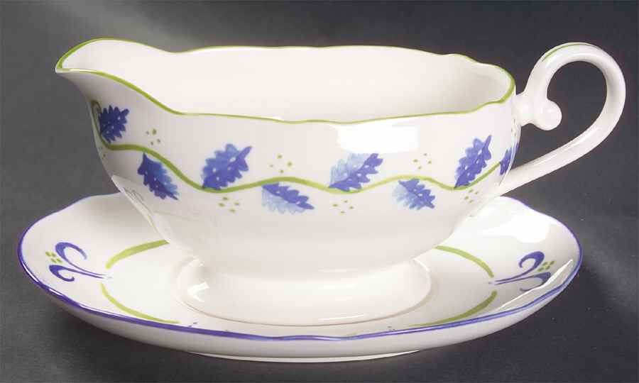 Blue Spring Gravy Boat & Underplate (Relish/Butter) by Noritake-1