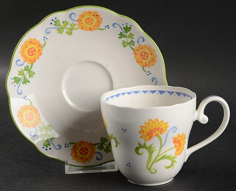 Sunshine Floral Flat Cup & Saucer Set by Noritake-1