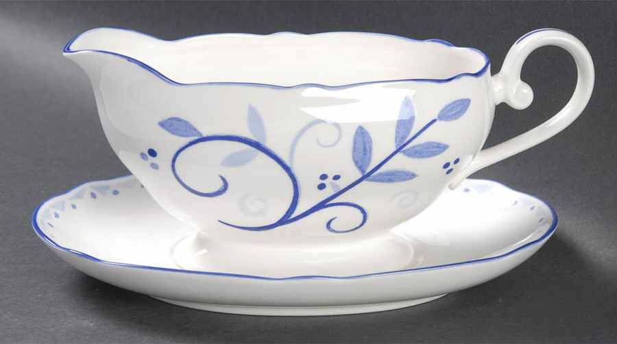 Blue Sunrise Gravy Boat & Underplate (Relish/Butter) by Noritake-1