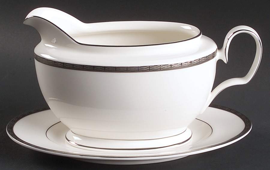 Cascade Platinum Gravy Boat & Underplate/Relish by Noritake-1