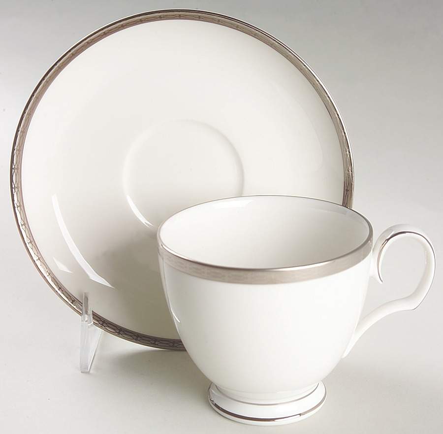 Cascade Platinum Footed Cup & Saucer Set by Noritake-1