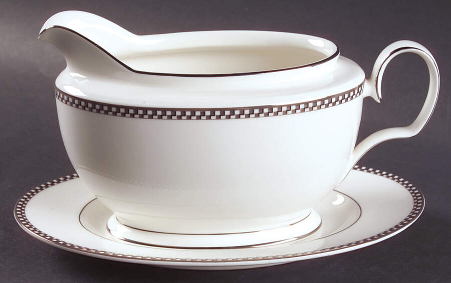 Cellini Platinum Gravy Boat & Underplate by Noritake-1