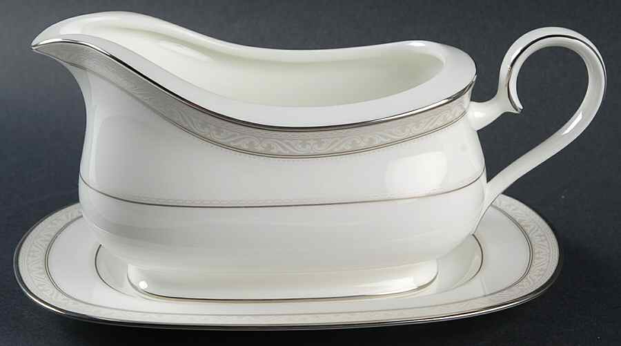 Montvale Platinum Gravy Boat & Underplate (Relish/Butter) by Noritake-1