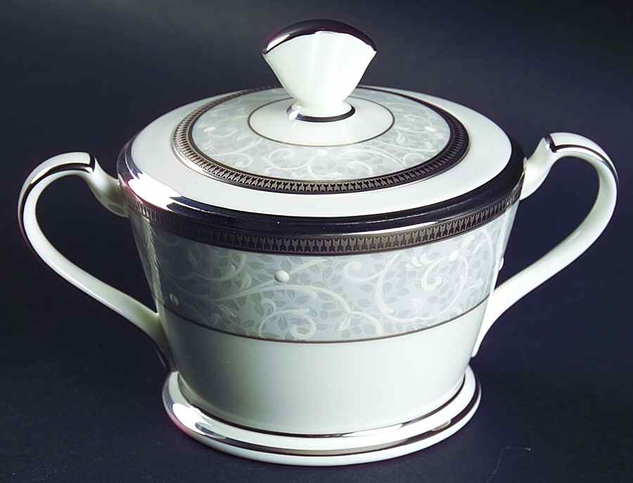 Lenore Platinum Sugar Bowl & Lid by Noritake-1