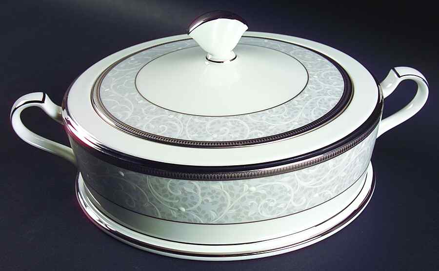 Lenore Platinum Round Covered Vegetable by Noritake-1