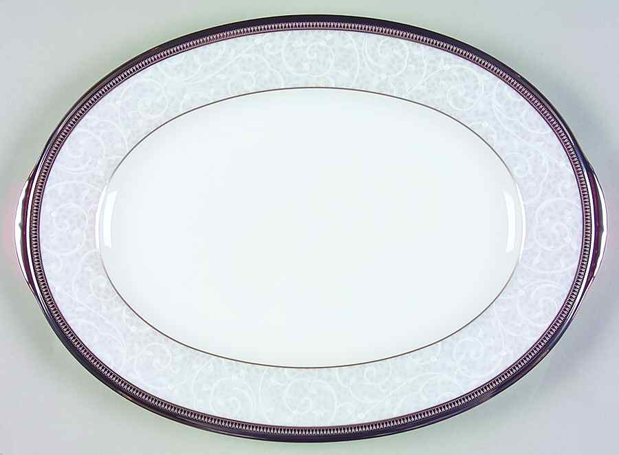Lenore Platinum 12" Oval Serving Platter by Noritake-1