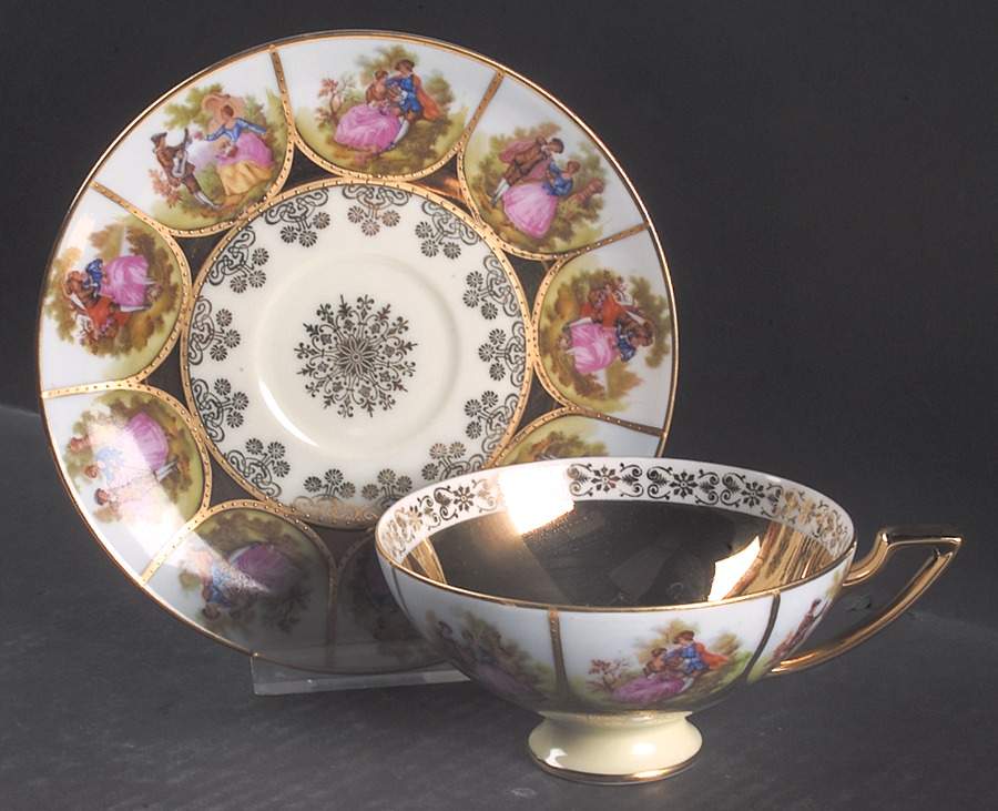 Love Story Footed Cup & Saucer Set by NC West Germany-1