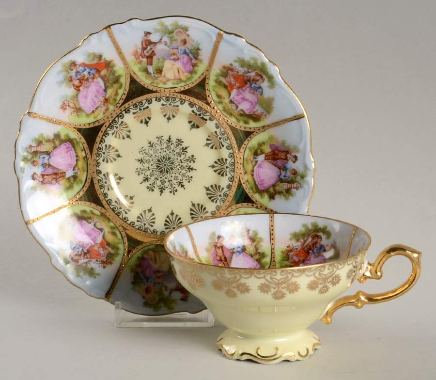 Love Story Footed Cup & Saucer Set by NC West Germany-1