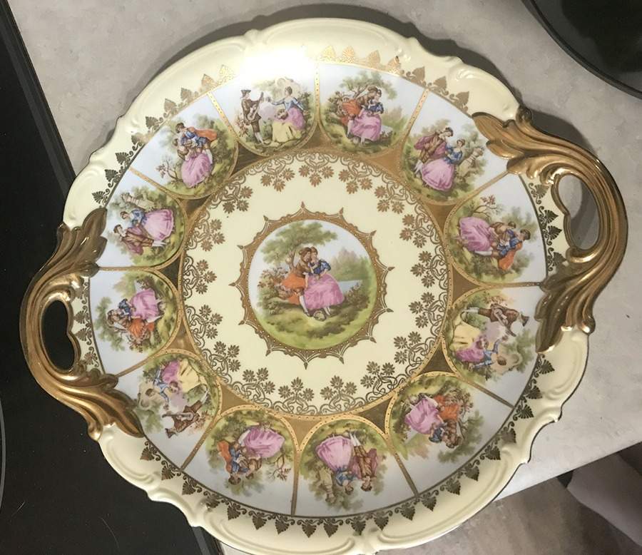 Love Story Handled Cake Plate by NC West Germany-1