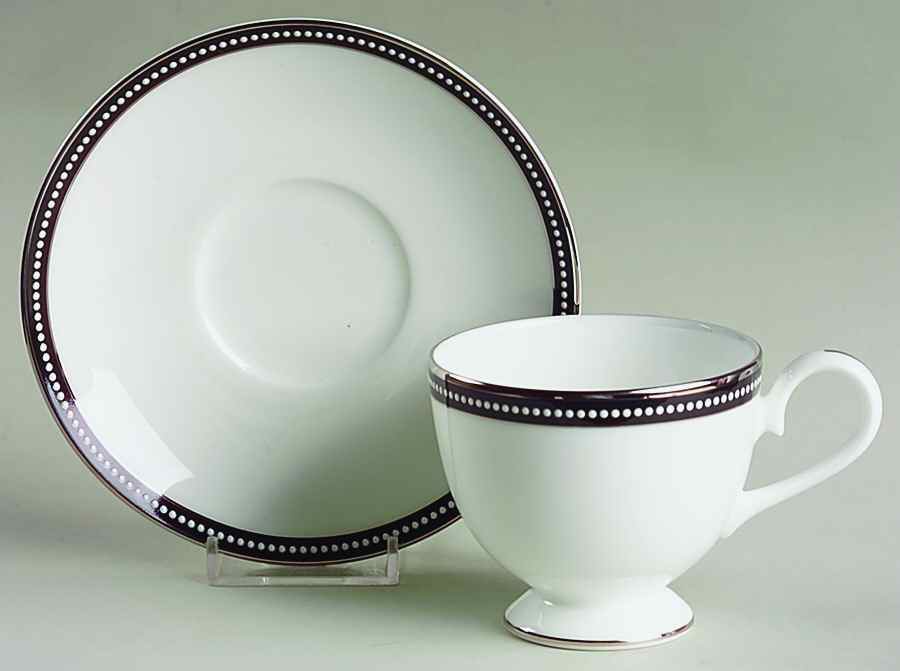 Midnight Pearl Footed Cup & Saucer Set by Nikko-1