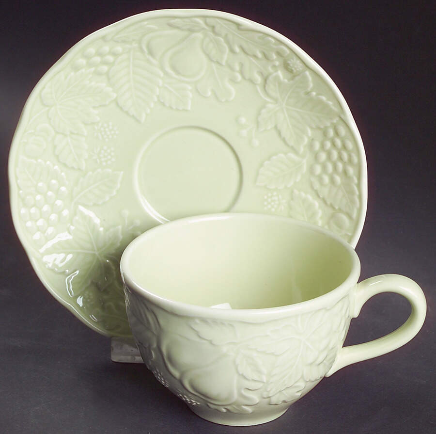 Woodbury Meadow Green Flat Cup & Saucer Set by Nikko-1