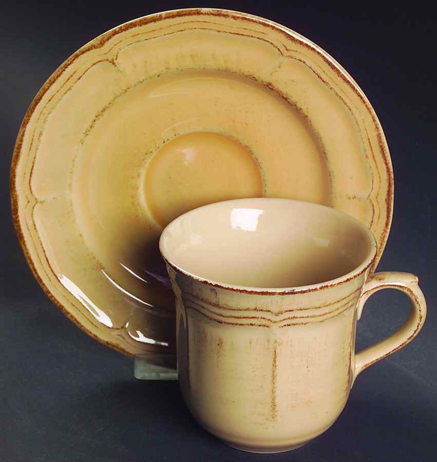 Country Market Antique Brown Flat Cup & Saucer Set by Nikko-1