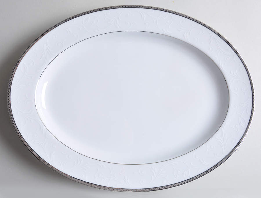 Regina Platinum 16" Oval Serving Platter by Noritake-1