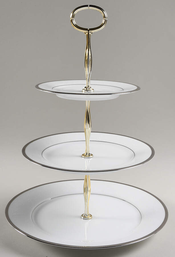 Regina Platinum 13 7/8"-14 1/4" 3-Tiered Serving Tray(DP,SP,BB) HC by Noritake-1