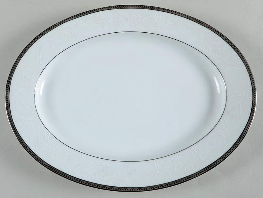 Regina Platinum 11" Oval Serving Platter by Noritake-1