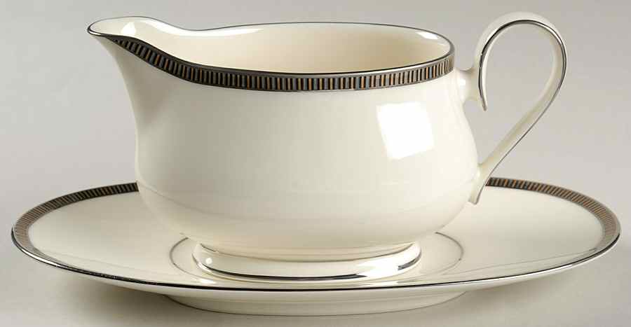 Sorrento Platinum Gravy Boat & Underplate (Relish/Butter) by Noritake-1