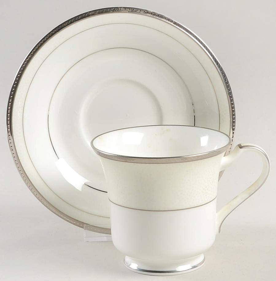 Champagne Pearls Footed Cup & Saucer Set by Noritake-1