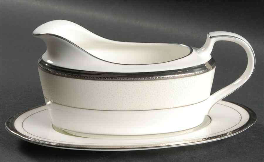 Champagne Pearls Gravy Boat & Underplate (Relish/Butter) by Noritake-1