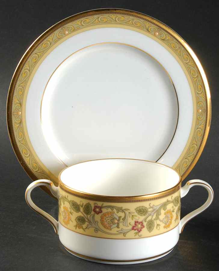 Golden Pageantry Cream Soup Bowl & Bread Plate/Saucer Set by Noritake-1