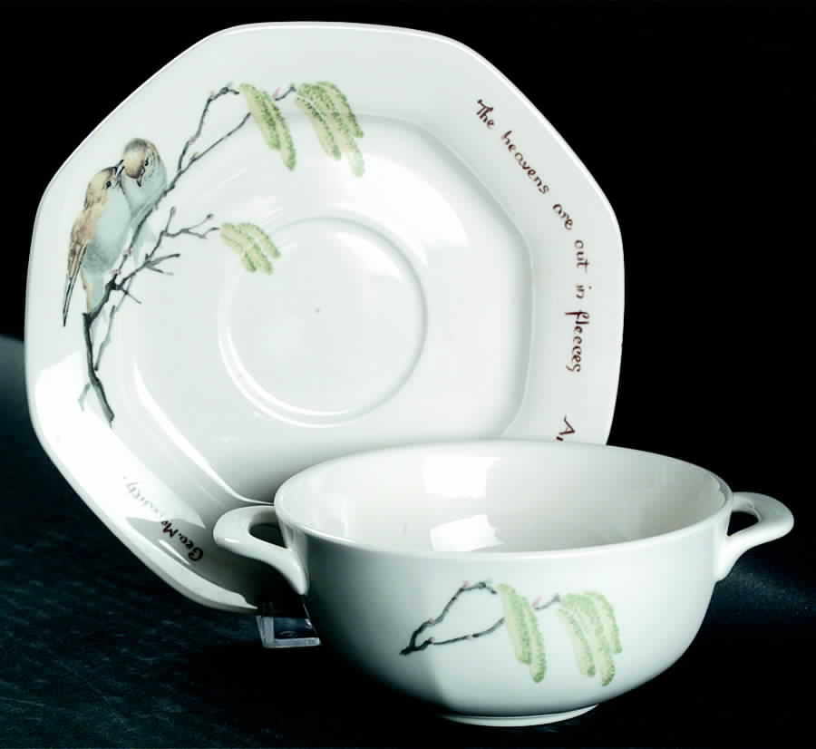 Country Diary Edwardian Lady (Octagonal) Flat Cream Soup Bowl & Saucer Set by Noritake-1