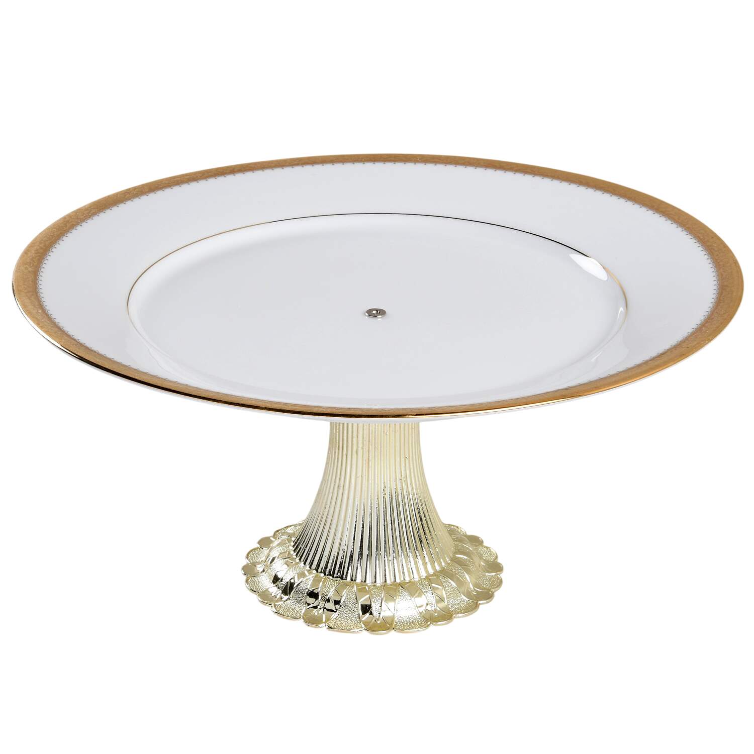 Essex Gold Cake Stand with 4"-5" Metal Pedestal  Hc by Noritake-1