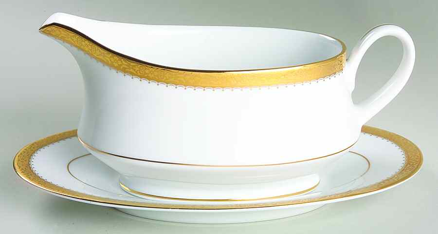 Essex Gold Gravy Boat & Underplate (Relish/Butter) by Noritake-1