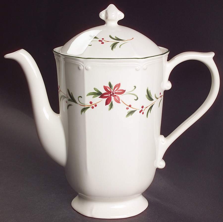 Poinsettia Tea/Coffee Pot & Lid by Nikko-1