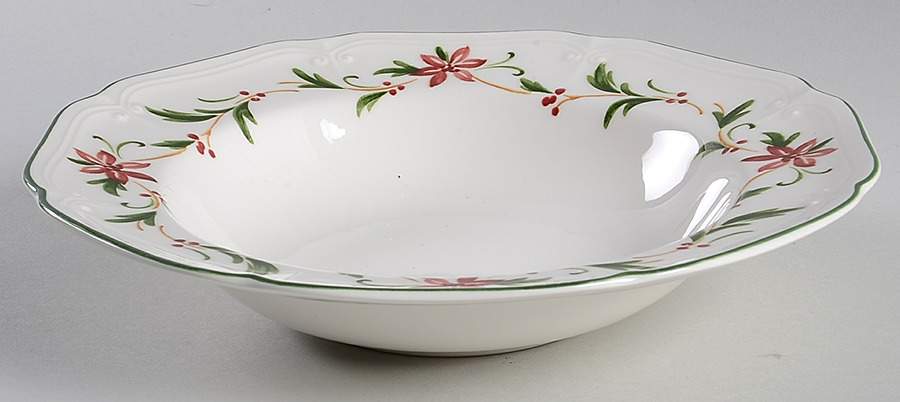 Poinsettia Large Rim Soup Bowl by Nikko-1