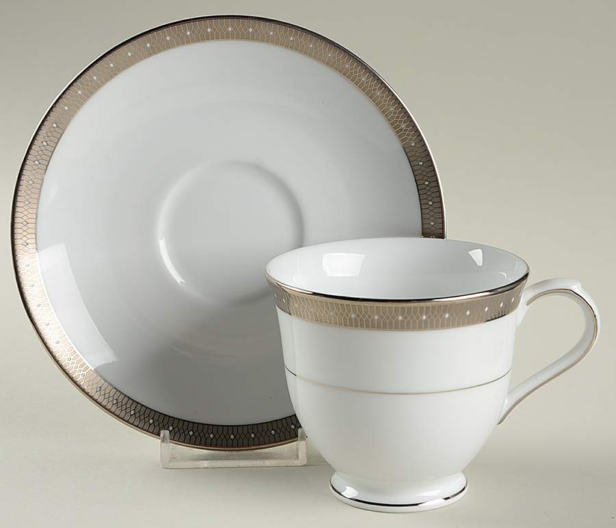 Eterne Platinum Footed Cup & Saucer Set by Nikko-1