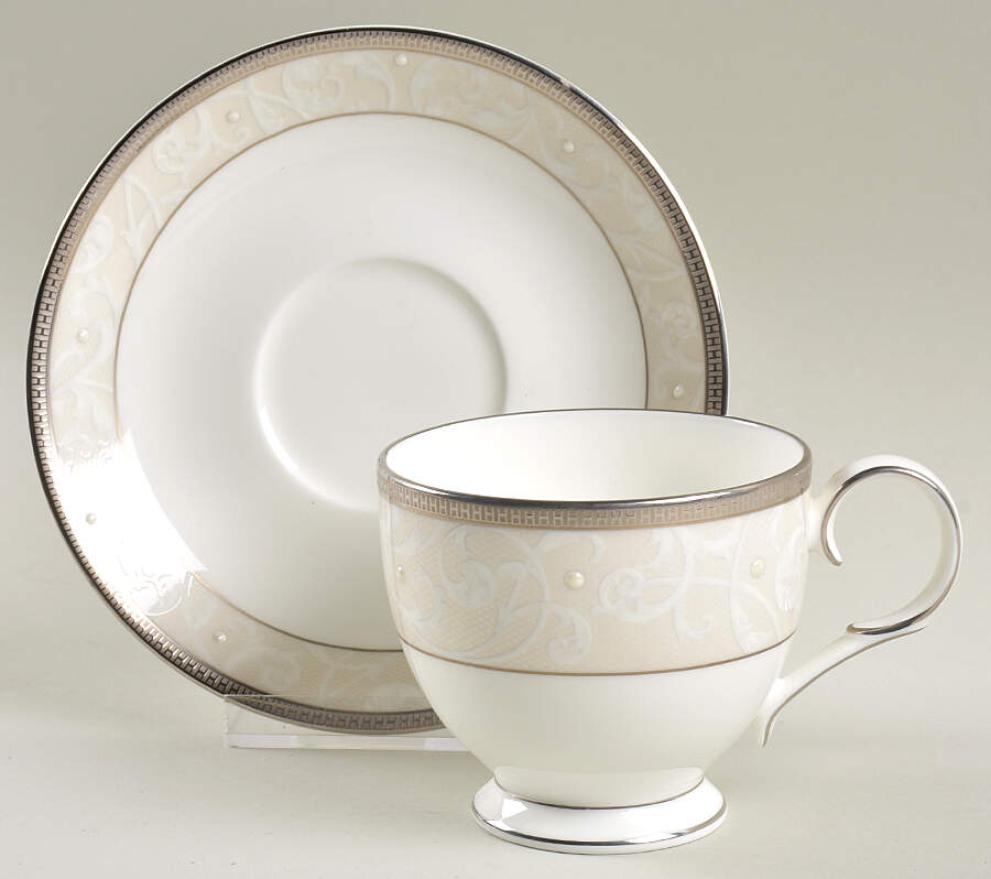 Satin Lace Footed Cup & Saucer Set by Noritake-1