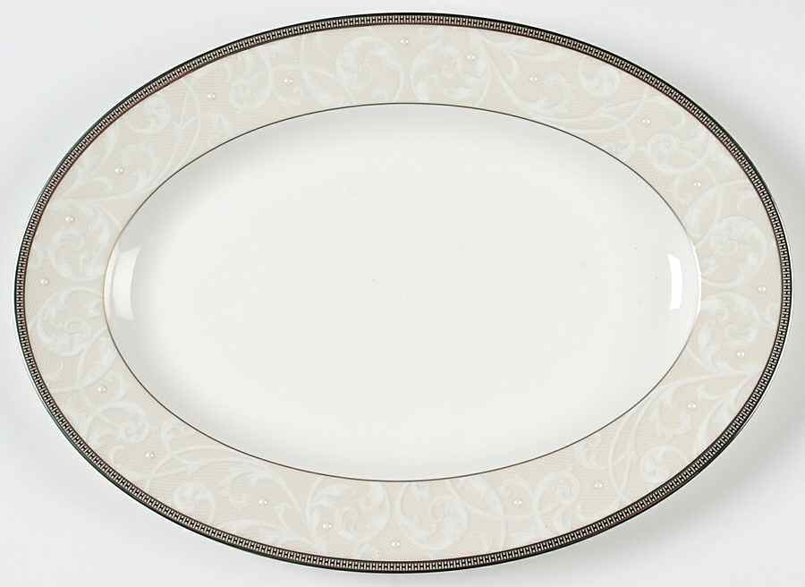 Satin Lace 14" Oval Serving Platter by Noritake-1