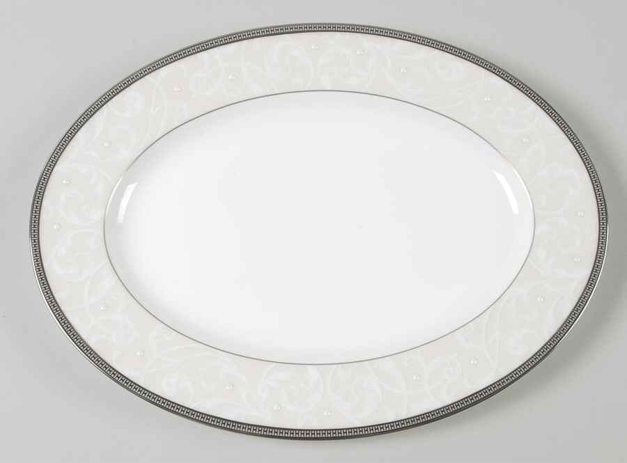Satin Lace 12" Oval Serving Platter by Noritake-1