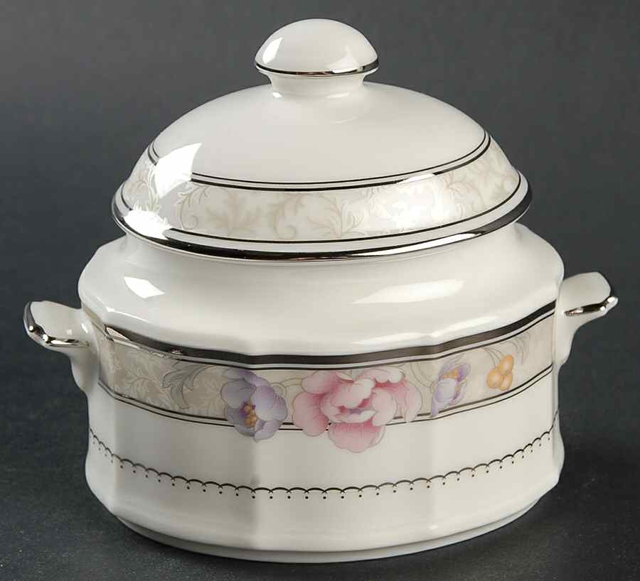 Avery Platinum Sugar Bowl & Lid by Noritake-1