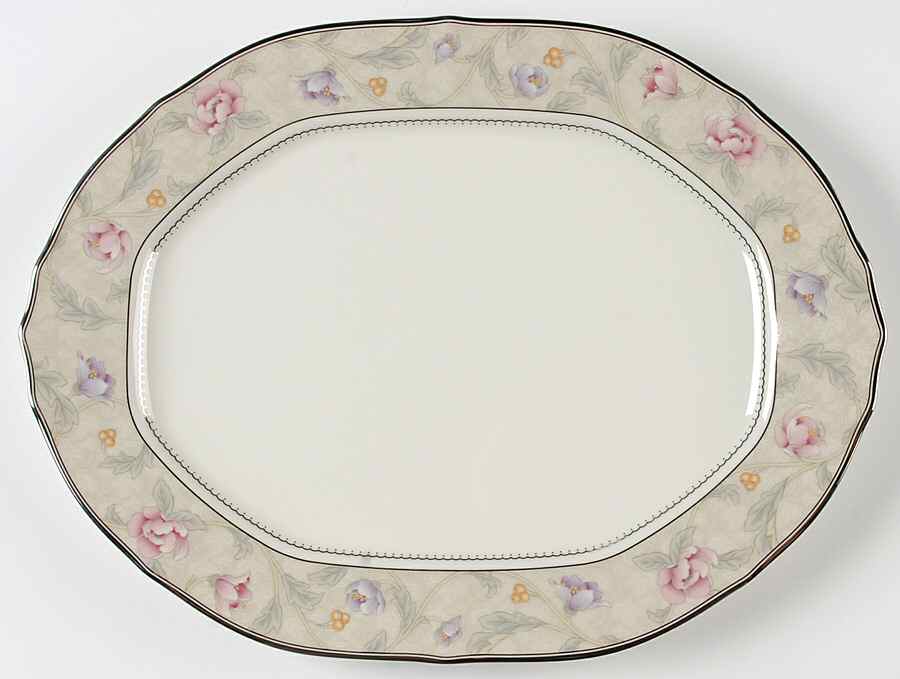 Avery Platinum 14" Oval Serving Platter by Noritake-1