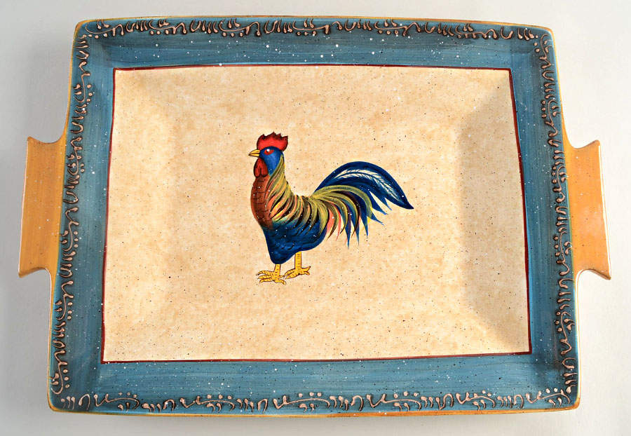 Rooster Cafe Handled Serving Tray by Noble Excellence-1