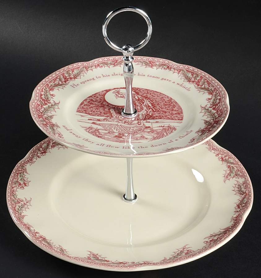 Twas the Night Before Christmas 2 Tiered Serving Tray (Dinner & Salad Plate) by Noble Excellence-1