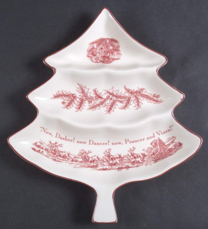 Twas the Night Before Christmas 14" 3 Part Large Tree Shaped Dish by Noble Excellence-1
