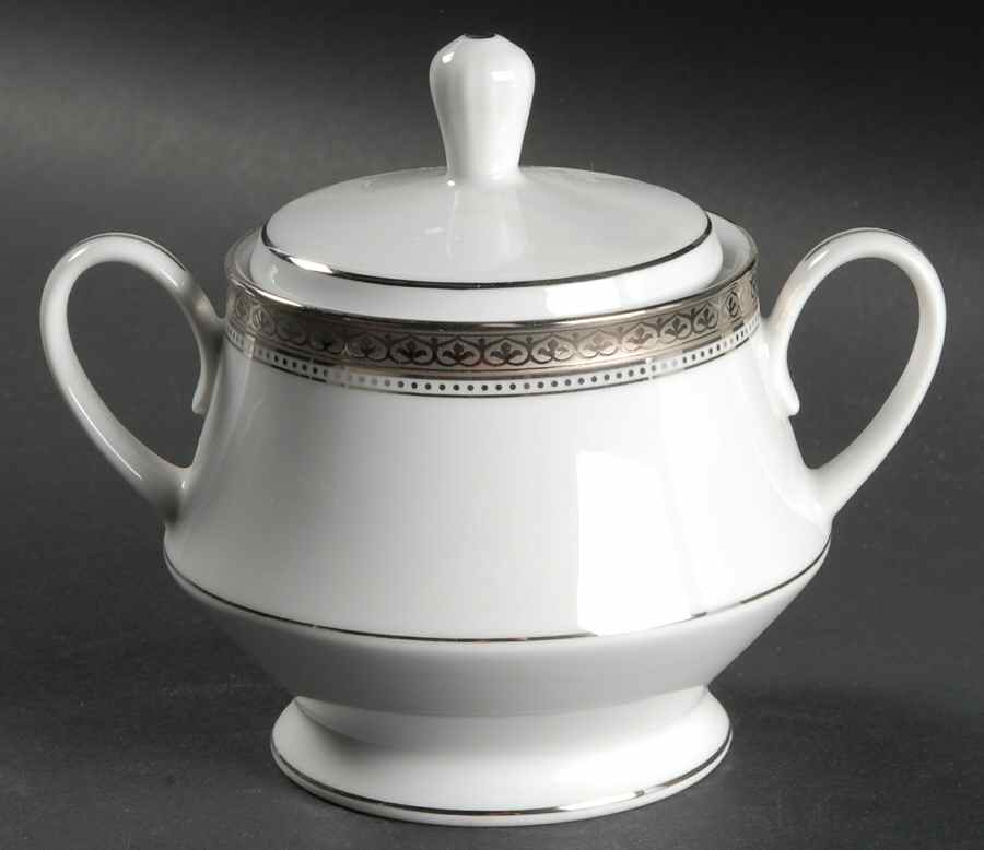 Manor Platinum Sugar Bowl & Lid by Noritake-1