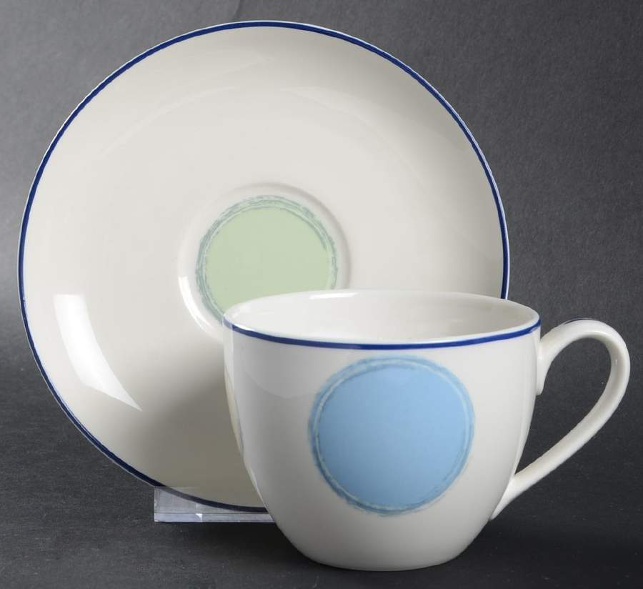 Java Blue Flat Cup & Saucer Set by Noritake-1
