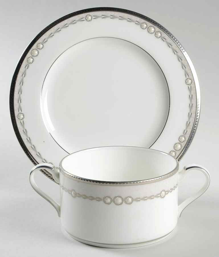 Pearl Luxe Cream Soup Bowl & Bread Plate/Saucer  Set by Noritake-1