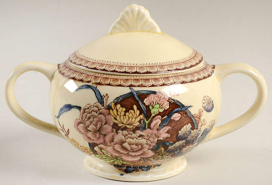 Ophelia Brown Multicolor Sugar Bowl & Lid by Newport-1