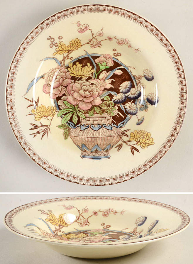 Ophelia Brown Multicolor Rim Soup Bowl by Newport-1