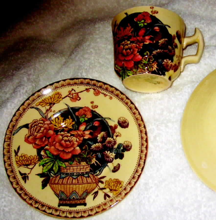 Ophelia Brown Multicolor Flat Demitasse Cup & Saucer Set by Newport-1