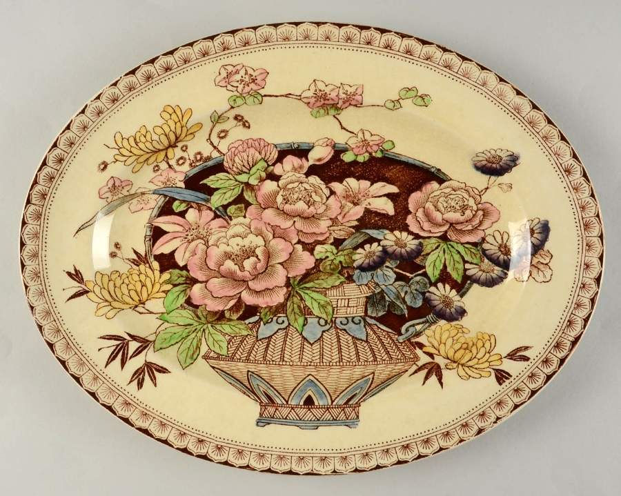 Ophelia Brown Multicolor 12" Oval Serving Platter by Newport-1