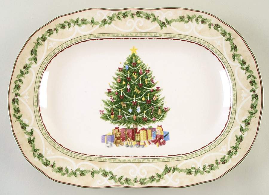 Holly Tree 14" Oval Serving Platter by Noble Excellence-1