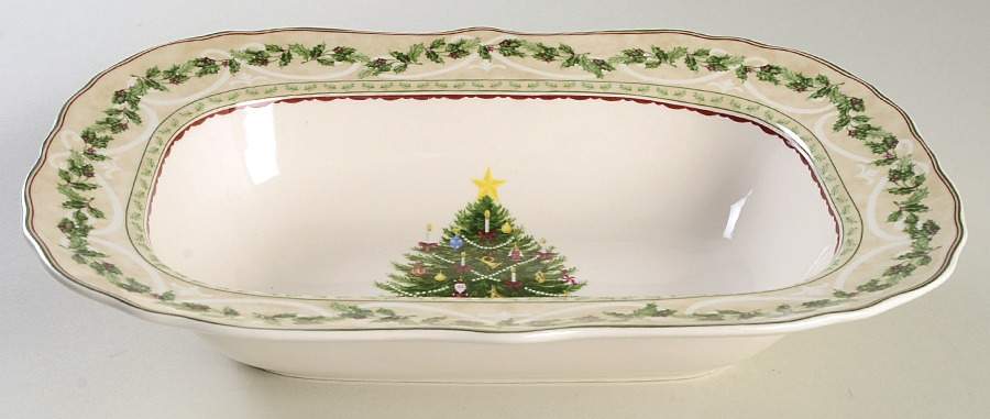 Holly Tree 11" Oval Vegetable Bowl by Noble Excellence-1