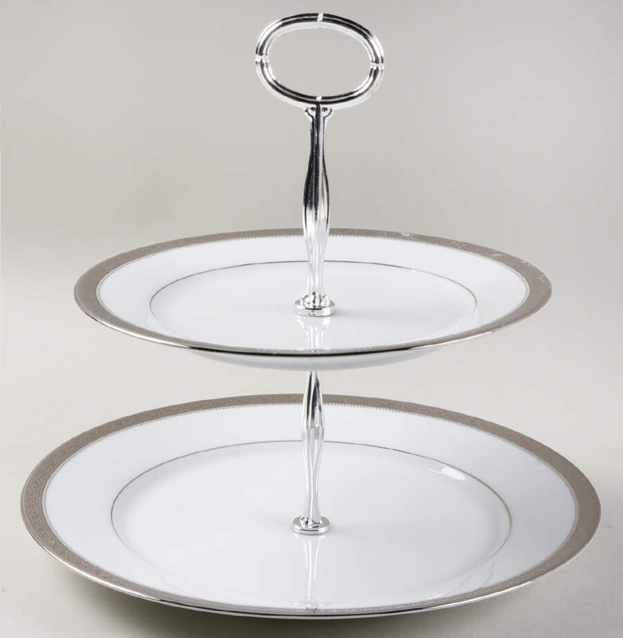 Signature Platinum 6 5/8"-10"  2 Tiered Serving Tray (Dp, Sp) HC by Noritake-1